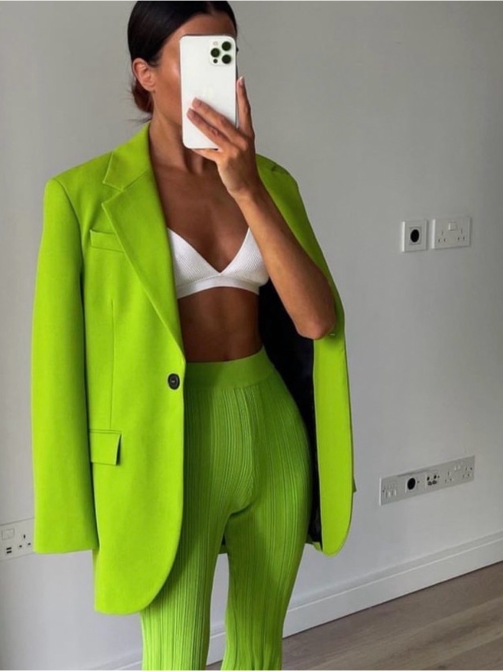 Zara Neon Lime Green Oversized Blazer NWT Size Small